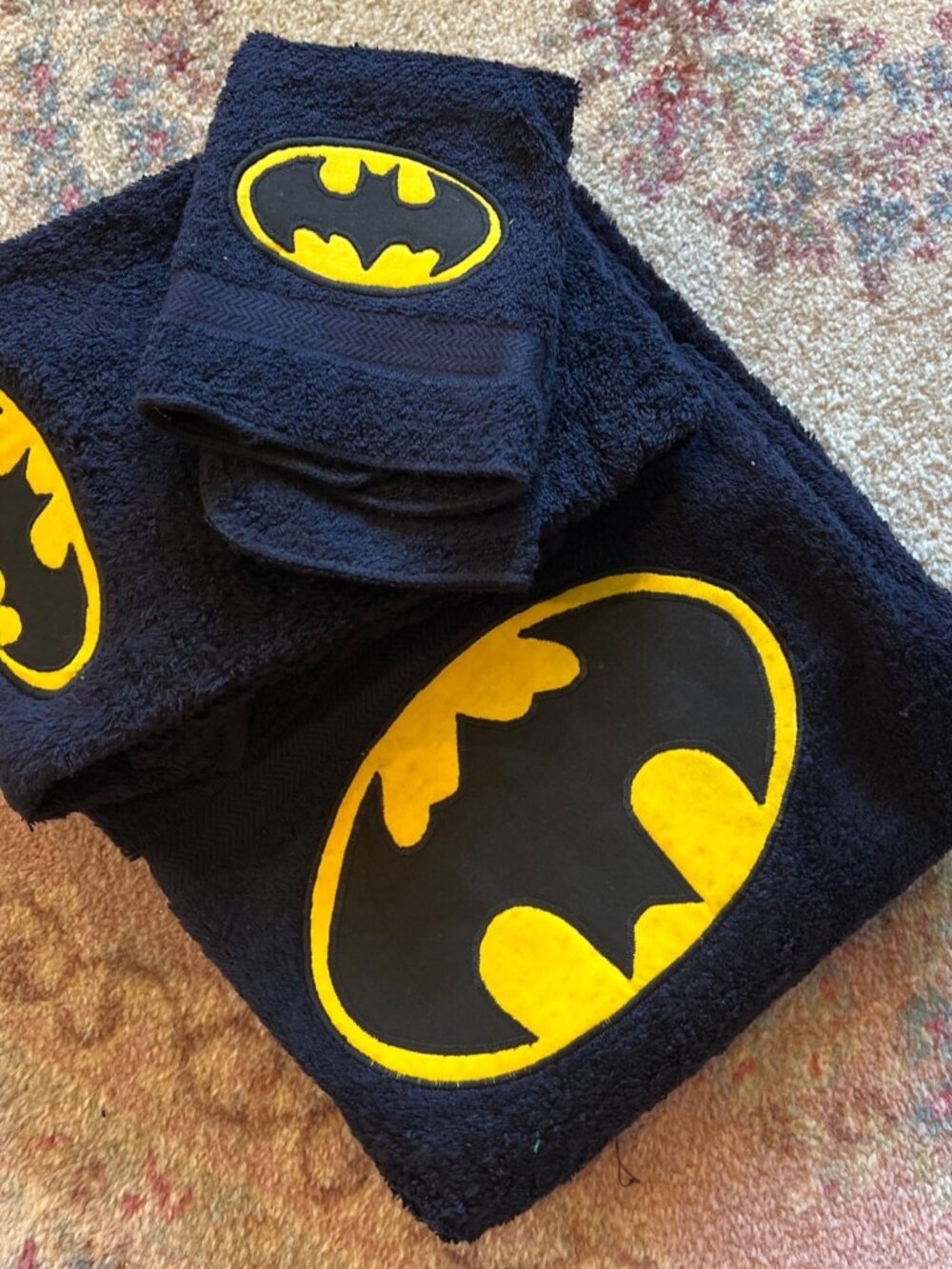 Batman Fieldcrest black towel set NEW Vintage